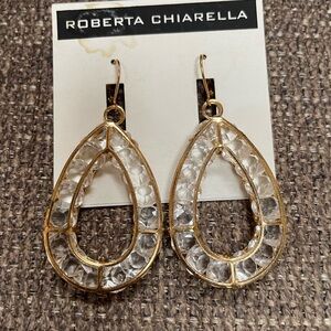 Gold and Clear Teardrop Earrings